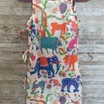 Gretchen Scott Womens XS Dress White Bougie Neon Animal AOP Classic Button Strap Pink Photo 0