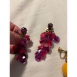 Lot of 5 Pairs Clip On Earrings Gold Silver Tone Purple White Yellow Red Beads Photo 8