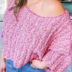 Free People 🆕  Good Day Pullover Short Sleeve Cropped Sweater Pink Rose🆕 Photo 3