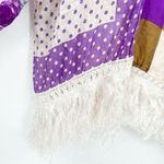 Corinne Margaret Womens Beach Resortwear Fringe Floral Patchwork Silk Kimono OS Purple Size undefined Photo 2