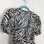 ZARA Zebra Print Puff Sleeve Linen Wrap Mini Dress Small Photo 6
