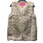 Betsey Johnson Faux Fur Vest Size M Beige Tan Photo 0