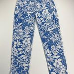 J. McLaughlin Newport Capri Pants Blue White Tropical Monstera Size M Photo 2
