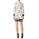 Pam & Gela Fineline Floral Track Sheath Shirt Dress Ivory Black Medium Mini Photo 4