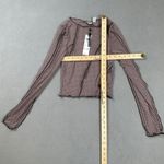 Noisy May  Crop Top Blouse XS Womens Purple Flock Polka Dot Mesh Long Sleeve NWT Photo 2