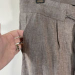 BCBG Maxazria Brown Linen Paperbag Pants Size 8 Wide Leg Academia Career Classic Photo 2