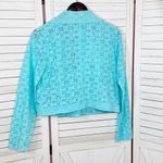 Cato  Lace Full‎ Zip Cropped Boho Moto Jacket Turquoise Teal Blue Large Photo 7
