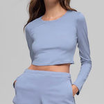 Alo Yoga Alo cropped finesse top in gray long sleeve size M EUC Photo 0