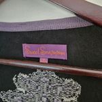 Sweet Sinammon Cardigan Black Purple White Long Sleeve Open Front Knit Casual Size M Photo 5