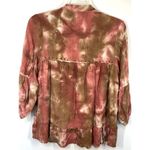 Tru Luxe Women's Tie Dye Linen Blend 3/4 Sleeve Tunic Top Red Brown Size Large Photo 3