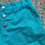 Vintage 90s Sostanza teal button fly high waist jean shorts, size 11/12 Photo 2