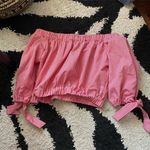 ZARA Red/White Gingham Off-the-Shoulder Top W/ Tie Wrist Detail Medium Photo 5