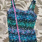 Delta Burke Sarong Front Swimsuit Swim Dress Swimdress Colorful Polkadot 24W New Blue Photo 3