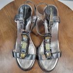 Arturo Chiang Womens Wedge Sandals 8.5 Silver Rhinestones Open Toe Ankle Strap Photo 12