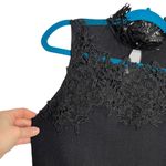 Adiva Black Lace Mock Neck Sheer Yoke Knit Sleeveless Blouse Size M Photo 4