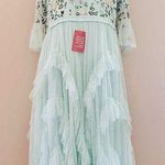Ivy City Co Mint Green Purple Beaded Floral Embroidered Tulle Dress Photo 0