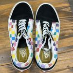 Vans Black Suede and Rainbow Checkered Skate Shoes Unisex Men 5.5 Women 7 Photo 4