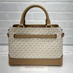 Michael Kors Reed Large Belted Satchel Purse Camel Multi Photo 1