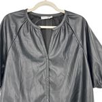 Avec Les Filles  Faux Leather Short Sleeve Black Blouse Size XL NWT Photo 1