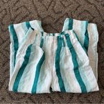 J.Crew green white multicolor striped linen paper bag pants Photo 1