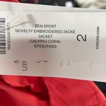 New Chico's Zenergy Sport Novelty Embroidered Jacket Womens Large 2 Coral Preppy Pink Photo 10