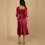 Lulus NWT Whirlwind Romance Burgundy Satin Floral jacquard Two piece set. Photo 2