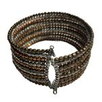 Handmade Beaded Cuff Bracelet Tri Color Stretch Boho Costume Jewelry Gift u Gold Photo 5