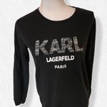 Karl Lagerfeld Paris Logo Black Sweatshirt Tweed Photo 1