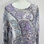 Jess & Jane Paisley Purple Blue Black White Tunic with Rhinestones NEW Photo 2