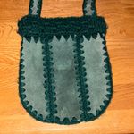 Boho 70’s Vintage Lulu Japan leather & knit Forest Green crossbody bag and hat Photo 3