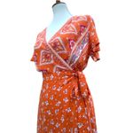 Medium Fall Maxi Dress Long Boho Medium Wrap Dress Cottage Prairie Orange Dress Photo 3