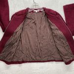 CAbi Smart Jacket Womens 12 Red Merlot Boucle Full Zip tweed wool blend stripe Photo 5