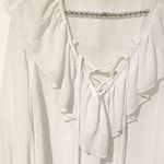 Show Me Your Mumu  Size Small White Ruffle Lace Up Chiffon Blouse Photo 1