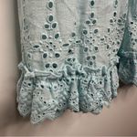 Anthropologie  Light Blue Eyelet Long Sleeve Mini Dress Size 6 Photo 7