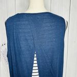Crosby Women's Navy Striped Sleeveless Double Layer Linen Blend Tank Top Sz XL Blue Photo 7