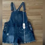 No Boundaries  Women’s overalls size Large Distressed Blue Denim Relaxed frayed Photo 10