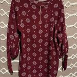 Maroon Geometric Zipper Blouse Budiness Casual Dress Shirt Photo 0