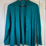 LLBean Cardigan Teal XL REG Supima Cotton Pintuck Open Front Long Sleeve Blue Photo 0