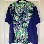 Lands' End Swim Sun Shirt Rash Guard Floral Short Sleeve Women’s Plus Size 1X Blue Photo 1
