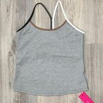 Terez NWT  Gray Colorblock TLC Y-Back Athletic Workout Fitted Tank Top Size L Photo 0