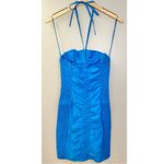 Free People  Bali Babe Hold On Mini Button Down Stretch Smocked Turquoise Dress Photo 3