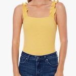 Elodie  Yellow Ribbed Tank Ruffle Straps Bodysuit Large Photo 0