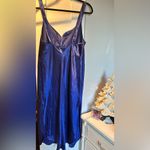 Vintage California Dynasty silky satin slip mini dress 💙💜 Blue Size L Photo 2