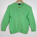 Ralph Lauren Vintage  Women's Green Cable Knit Cotton Cardigan Sweater Size M Photo 8