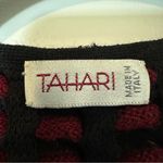 Tahari  Vintage Wool Alpaca Knit Vest Womens Medium Black Red Made In Italy Photo 2