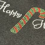 Source Unknown Black Christmas Thin Sweatshirt with Happy Holidays with Metallic Candy Cane- XL Photo 15