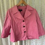 Talbots Women's Pink Linen Cotton Blend Crop Button Down Lined Peacoat Petite 8 Photo 1
