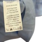 Hill House Nesli Nap Dress Women’s Small Metallic Blue Smocked Puff Sleeve Midi Photo 8