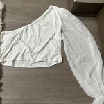 One Shoulder White Crop Top Size M Photo 0