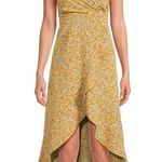 No Boundaries  Hi-Low Sundress Ruffle Hem Ditsy Floral Print Gold Juniors XXL 19 Photo 0